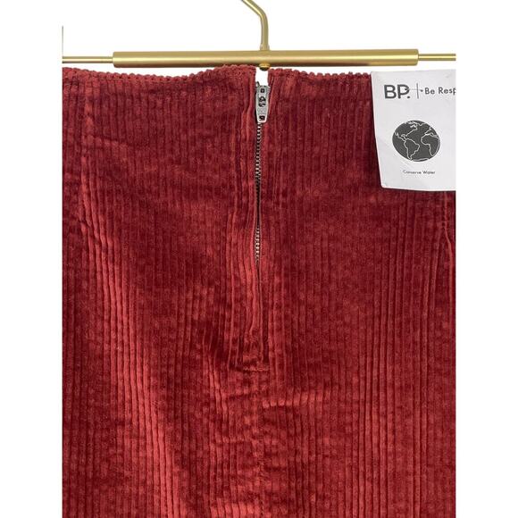 BP Corduroy Notched Hem Skirt Red Fire Large Y2K Retro 70s Dark Academia Preppy - Picture 7 of 12